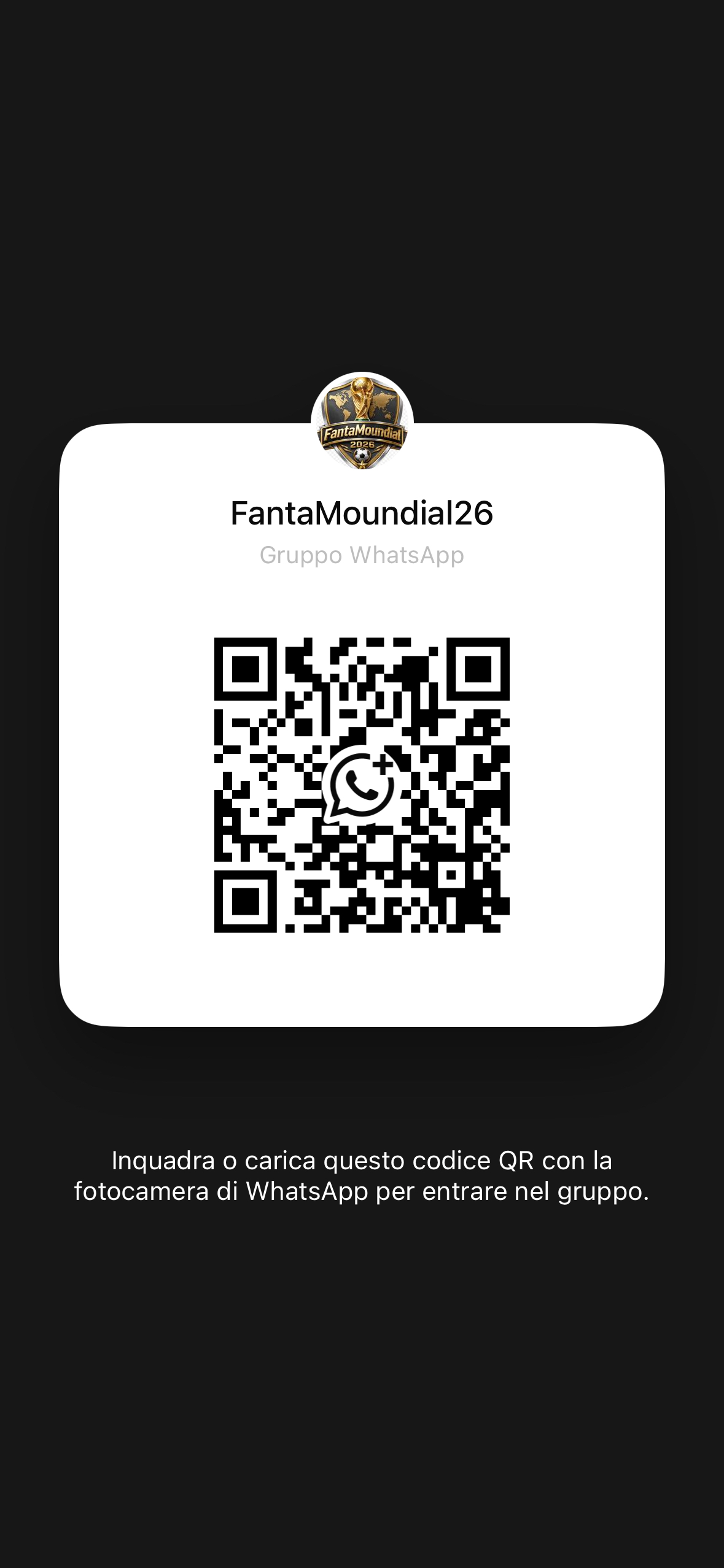 Entra nel gruppo WhatsApp del torneo